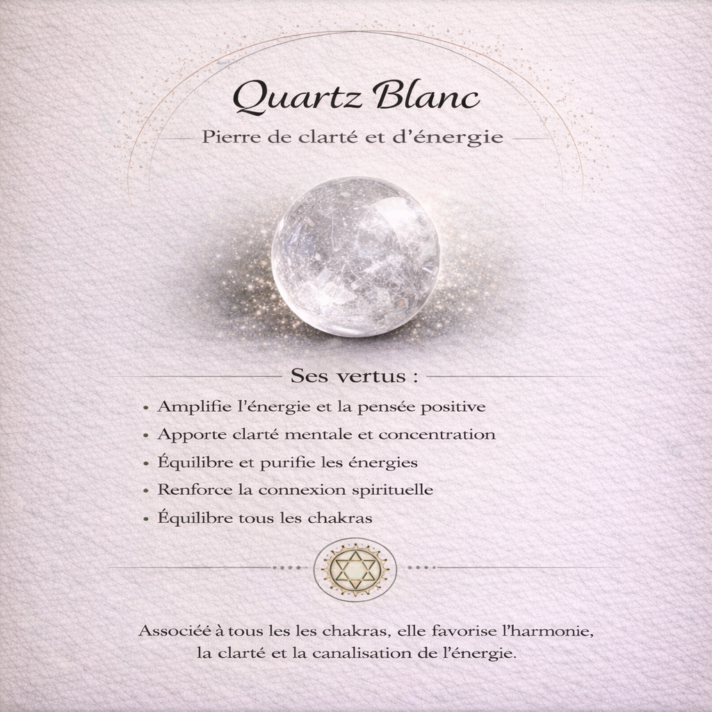 Collier pendentif en Quartz Blanc