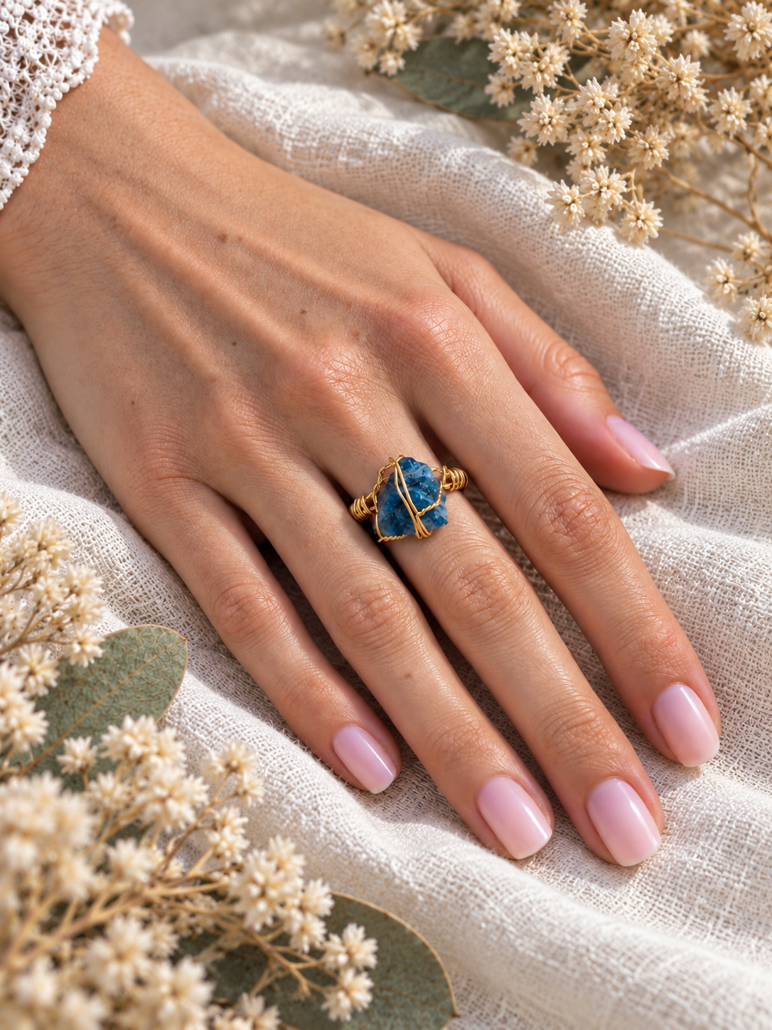 Bague avec Apatite - Motivation Clarté Inspiration