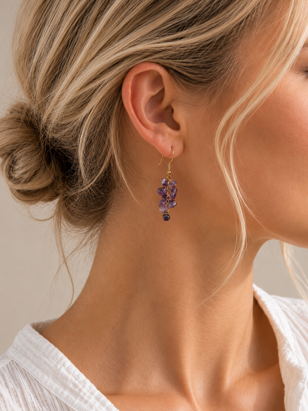 Boucle d'oreilles en Améthyste - Sérénité Intuition Apaisement