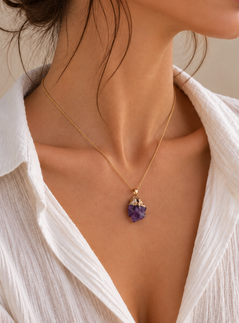 Collier pendentif en Améthyste - Sérénité Intuition Apaisement