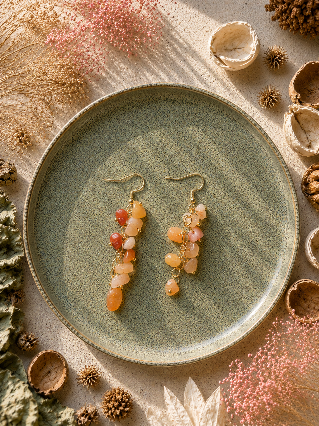 Boucles d'oreilles en Aventurine orange - Créativité Motivation Optimisme