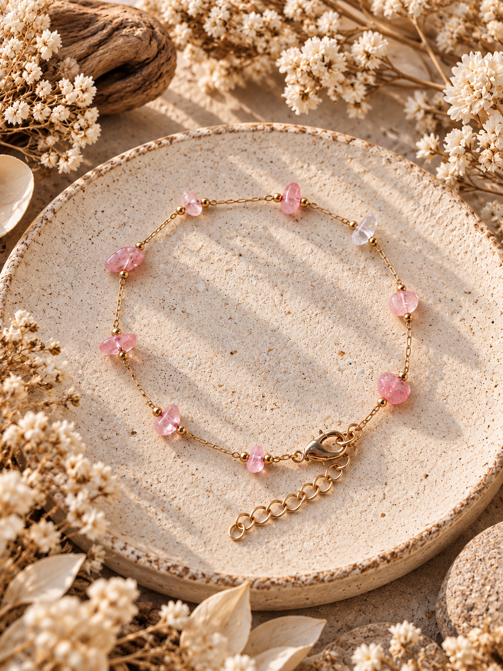Bracelet en Quartz Rose - Amour Tendresse Réconfort