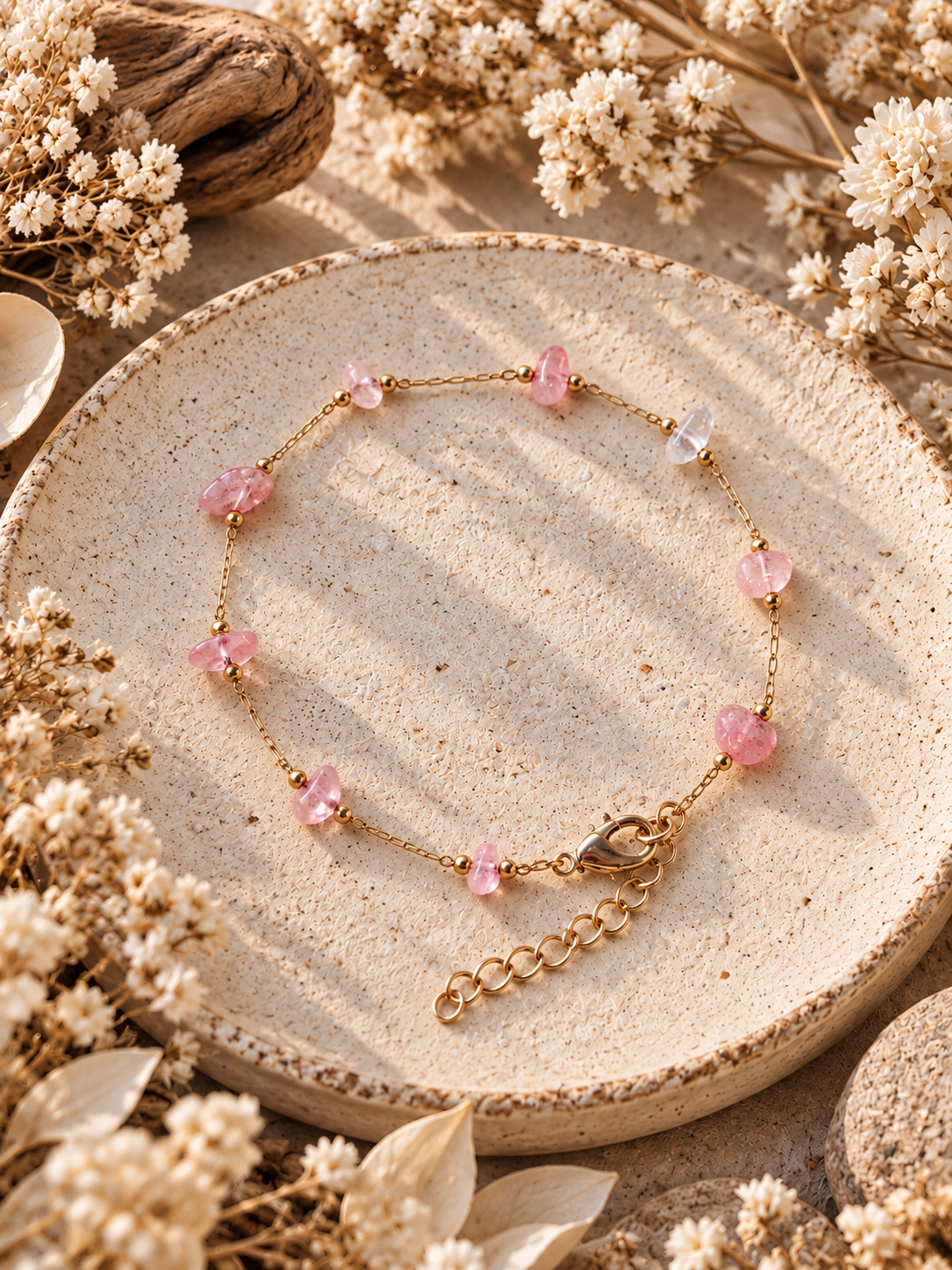 Bracelet en Quartz Rose - Amour Tendresse Réconfort