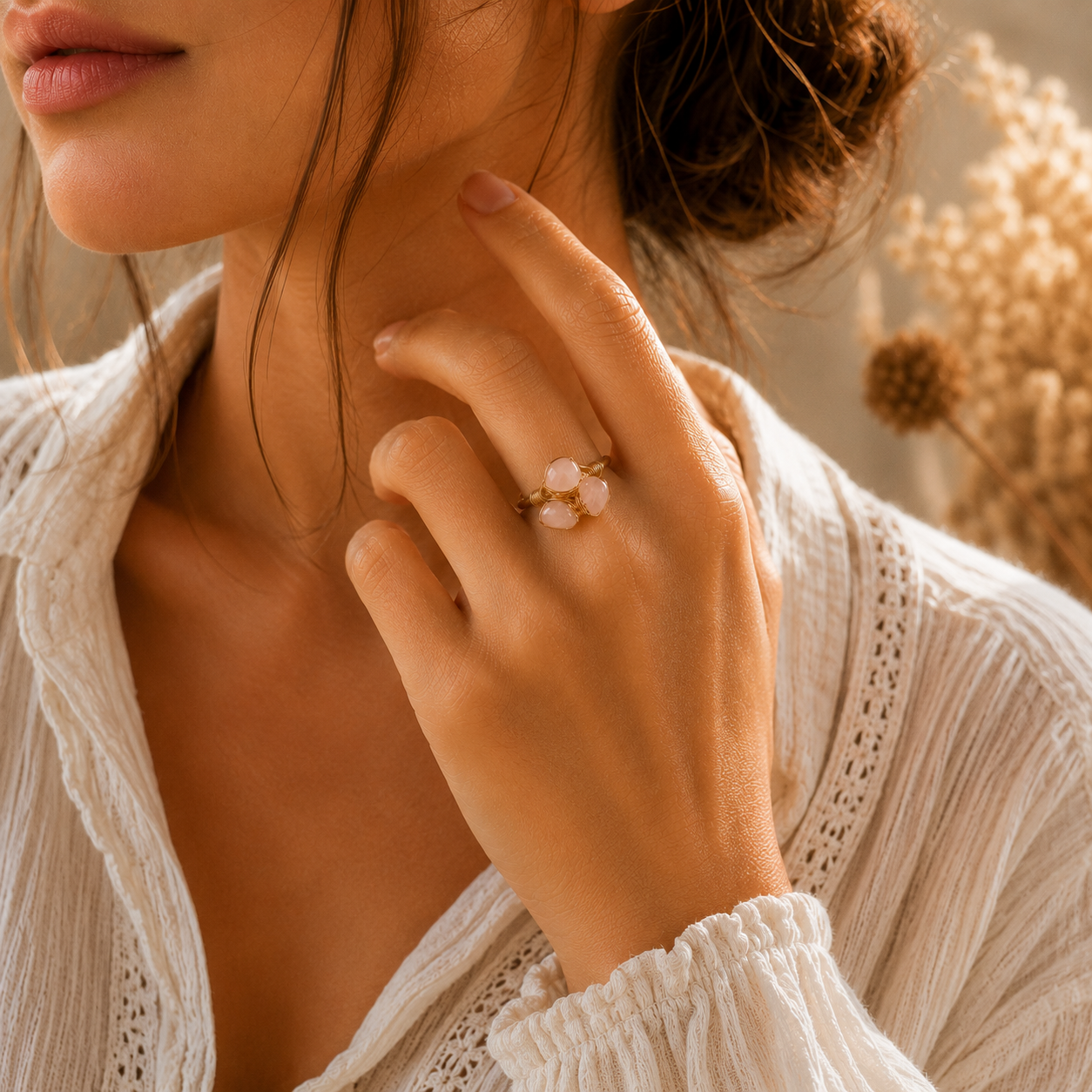 Bague en Quartz Rose - Amour Tendresse Réconfort