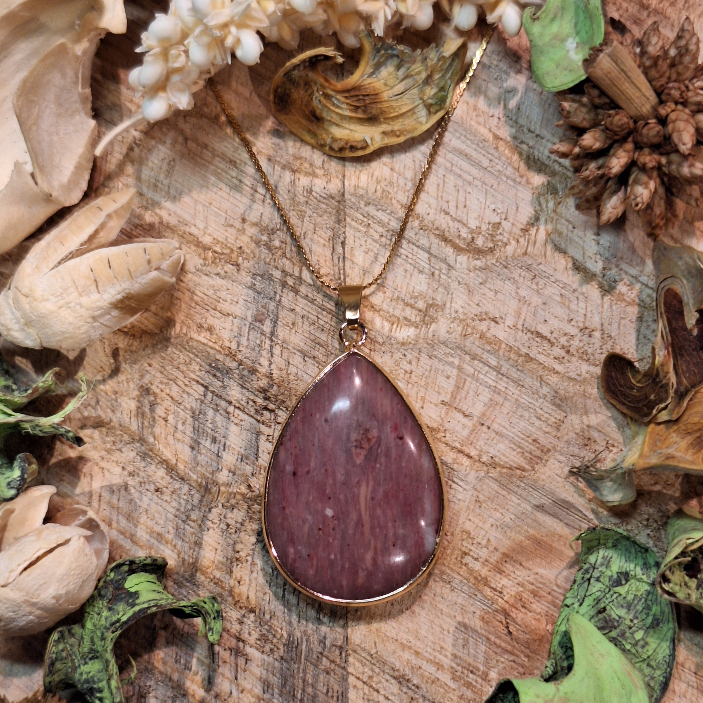 Collier pendentif en Rhodochrosite