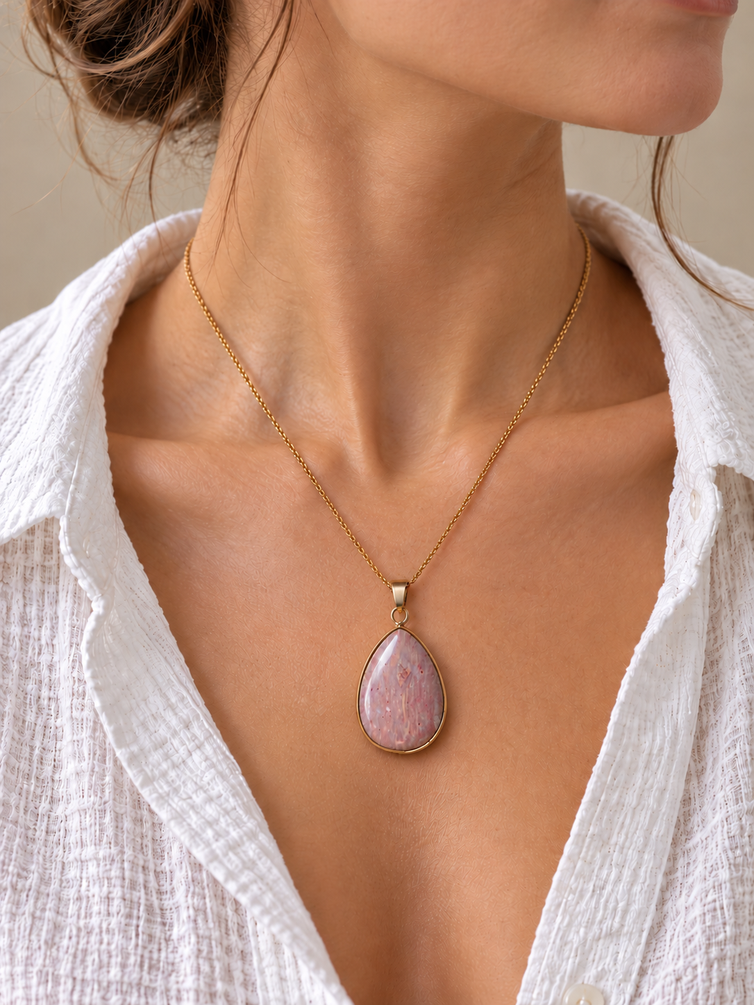 Collier pendentif en Rhodochrosite - Amour Compassion Guérison