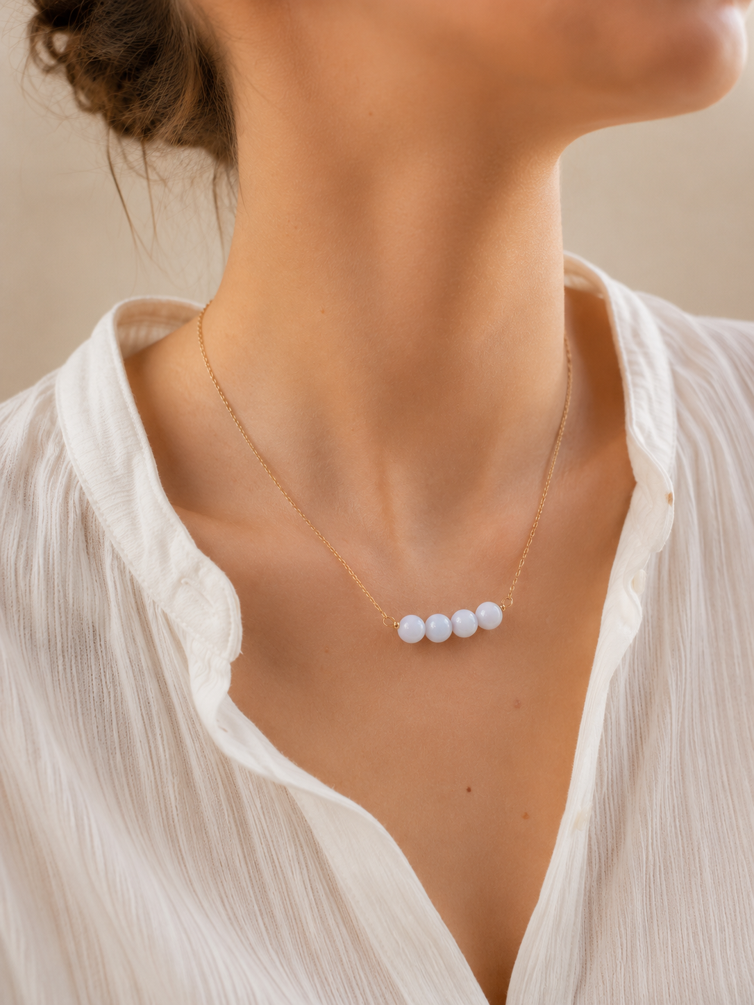 Collier avec perles en Aigue Marine