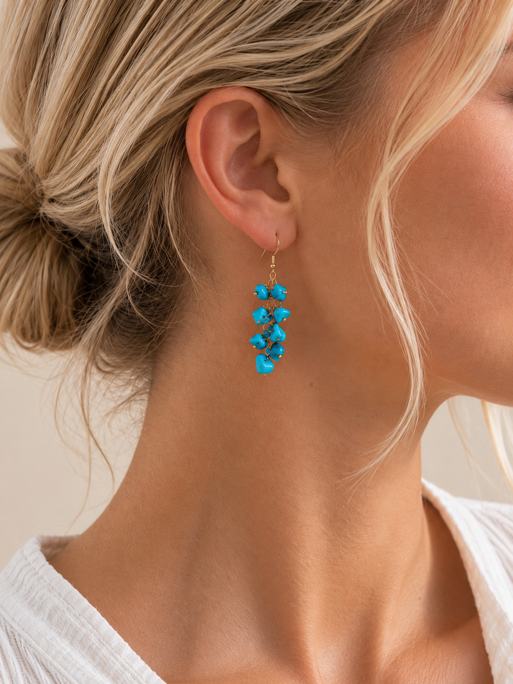 Boucles d'oreilles en Turquoise - Protection Communication Équilibre
