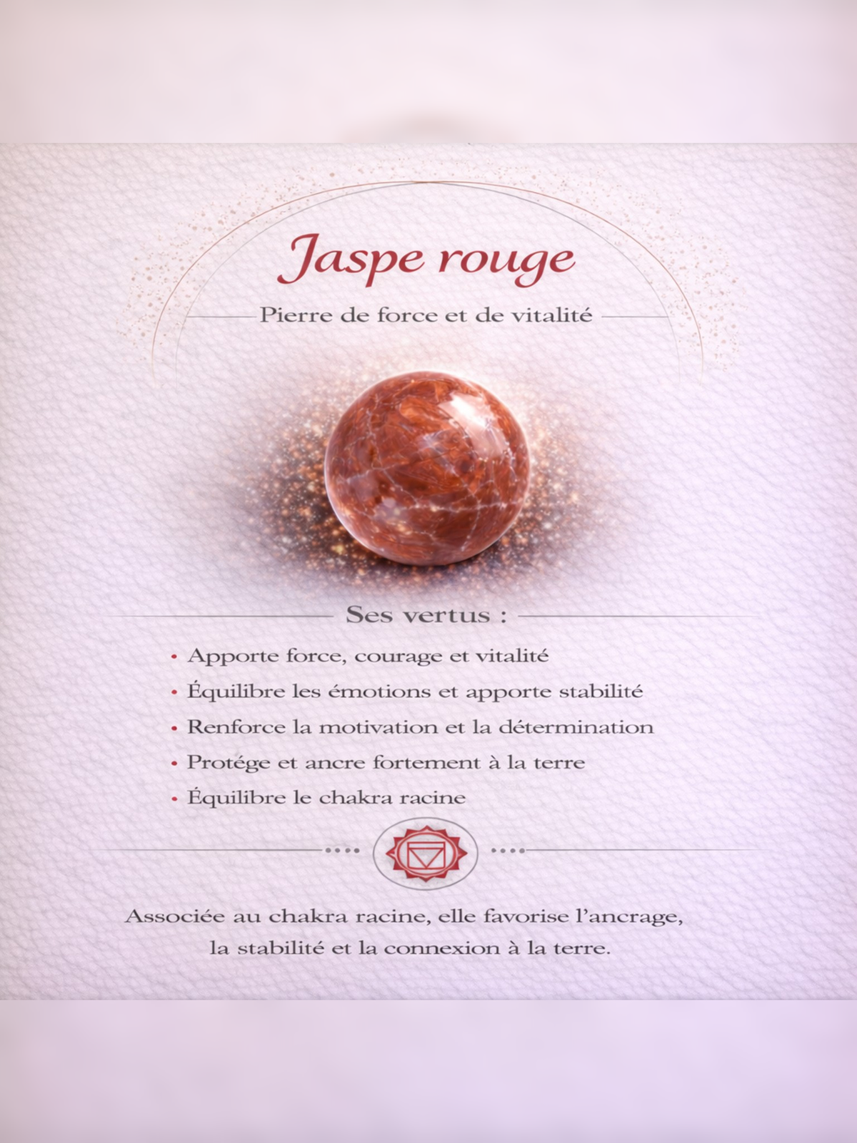 Collier avec pendentif en Jaspe Rouge - Force Courage Vitalité