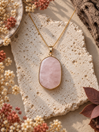 Collier pendentif en Quartz Rose - Amour Tendresse Réconfort