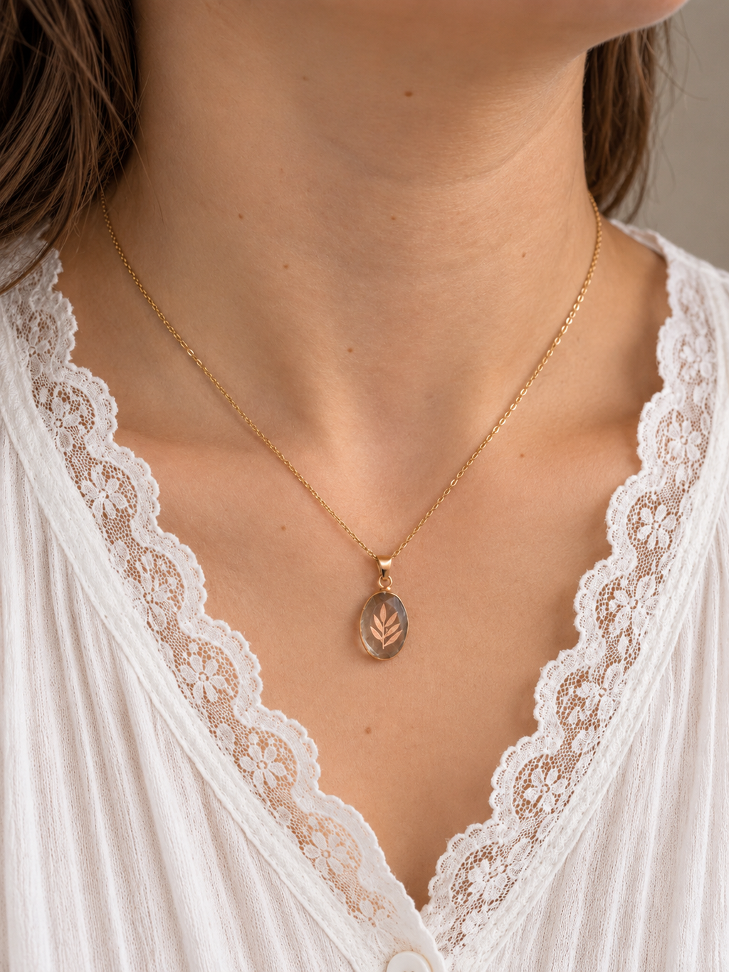 Collier avec pendentif en Aventurine - Chance Croissance Réconfort