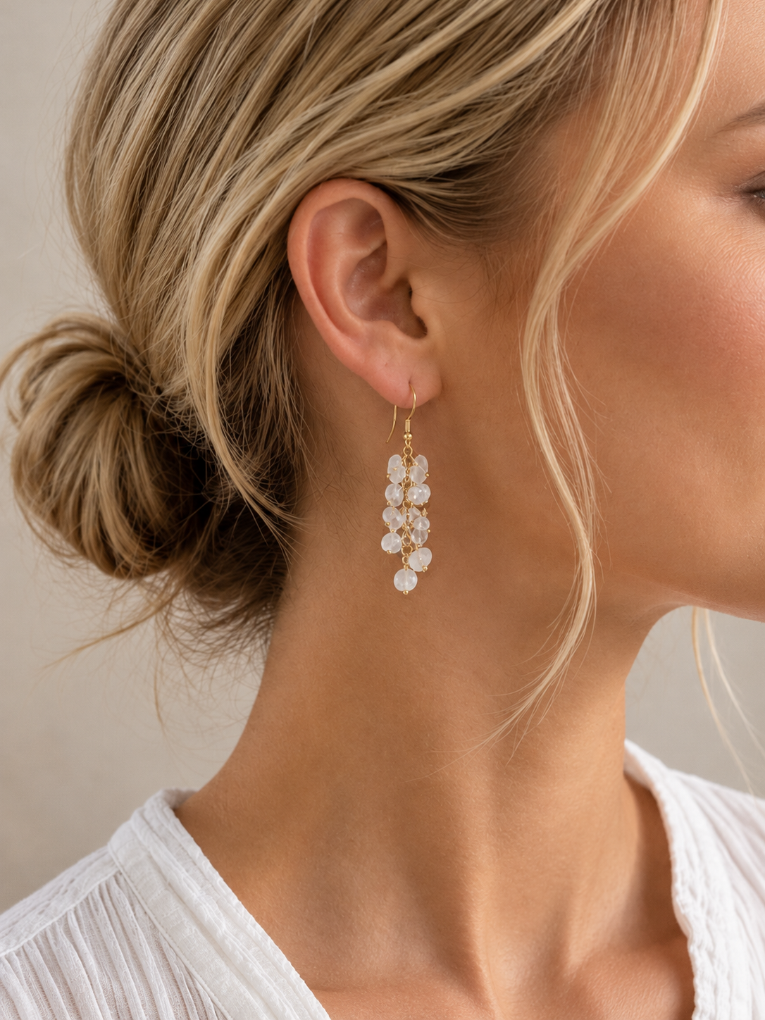 Boucles d'oreilles en Quartz Blanc - Clarté Harmonie Énergie