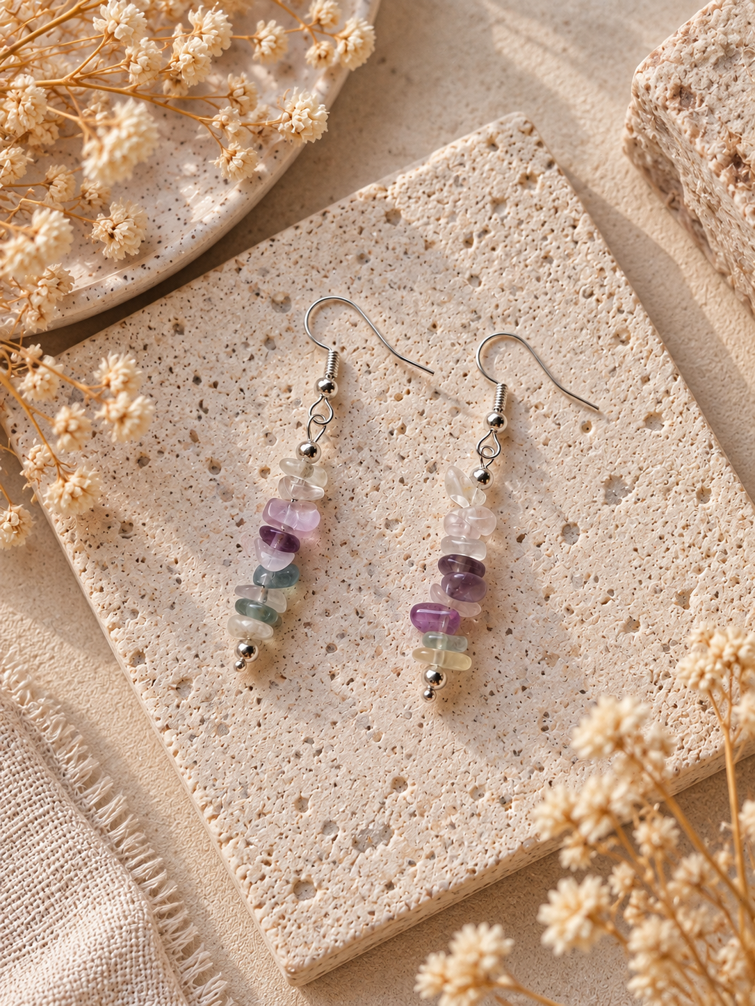 Boucles d'oreilles en Fluorite - Clarté Concentration Équilibre