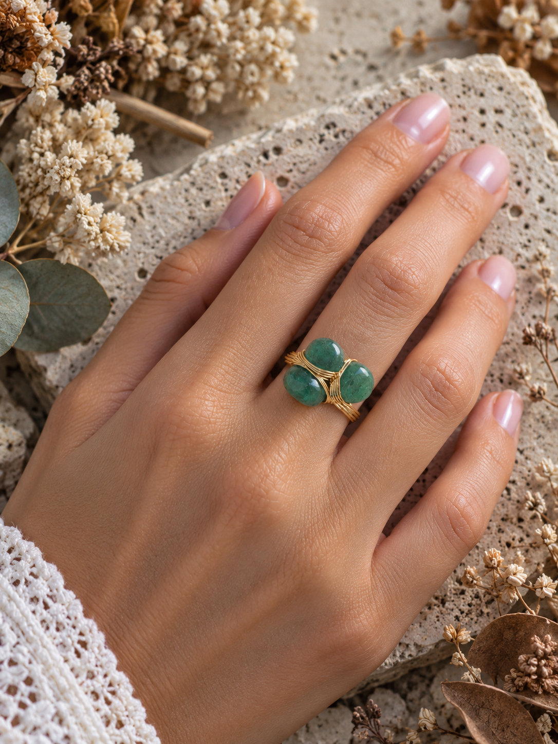 Bague en Aventurine - Chance Croissance Réconfort