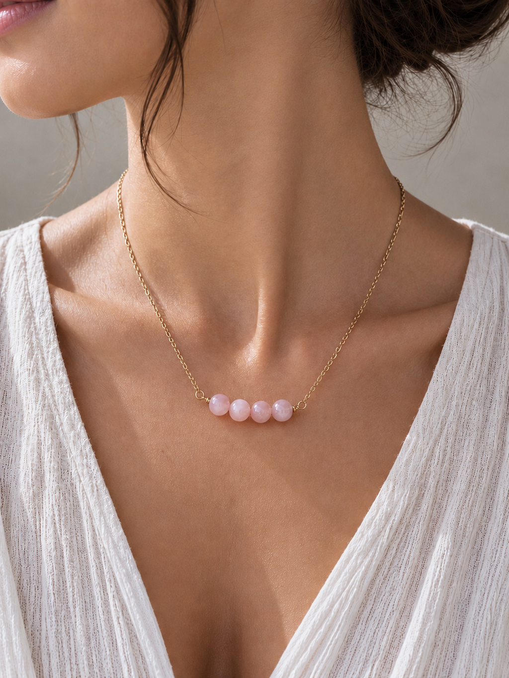 Collier avec perles en Pierre du Soleil - Joie Vitalité Optimisme