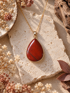 Collier avec pendentif en Jaspe Rouge - Force Courage Vitalité