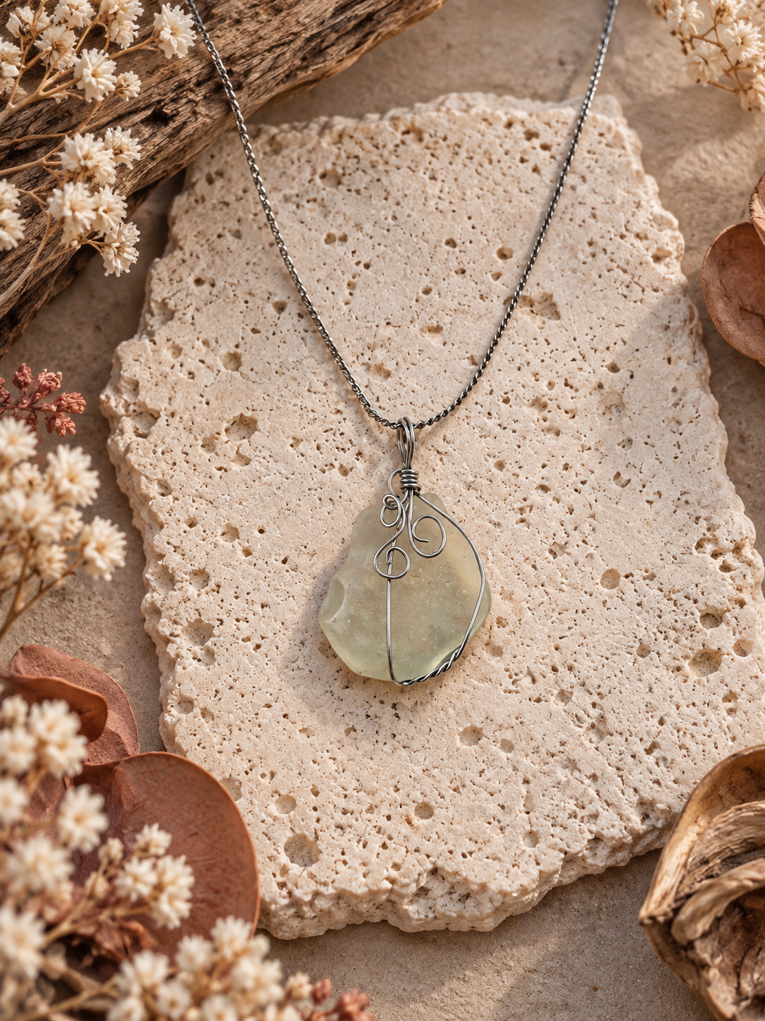 Collier pendentif en Verre Lybique