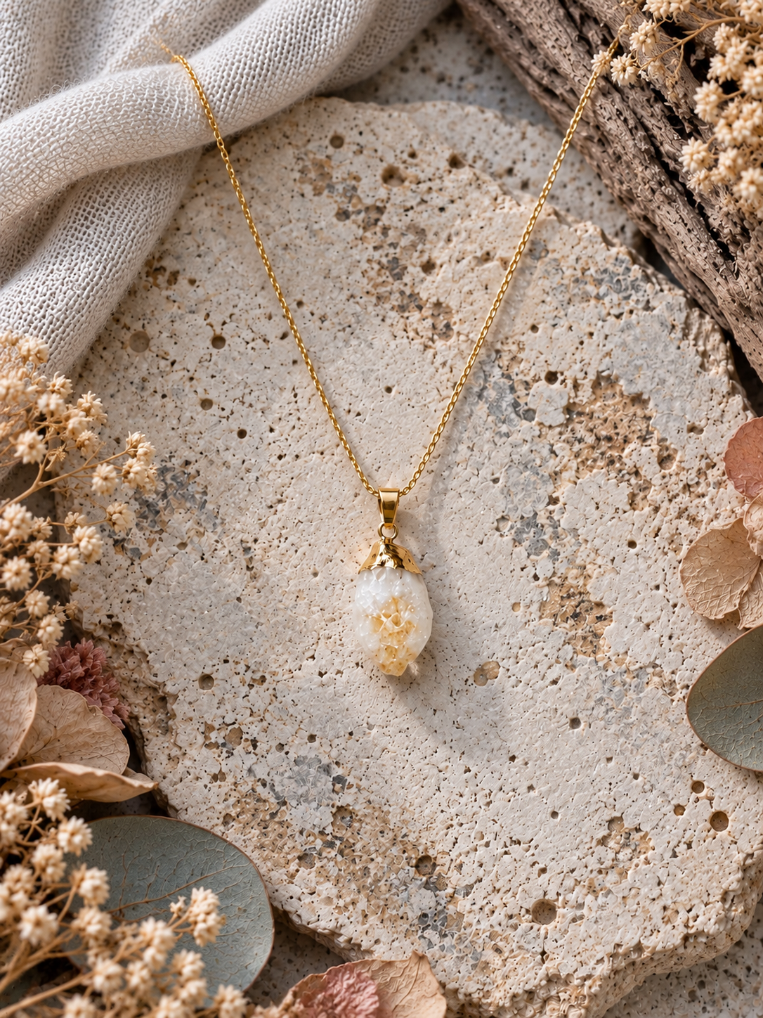 Collier pendentif en Citrine - Abondance Énergie Confiance