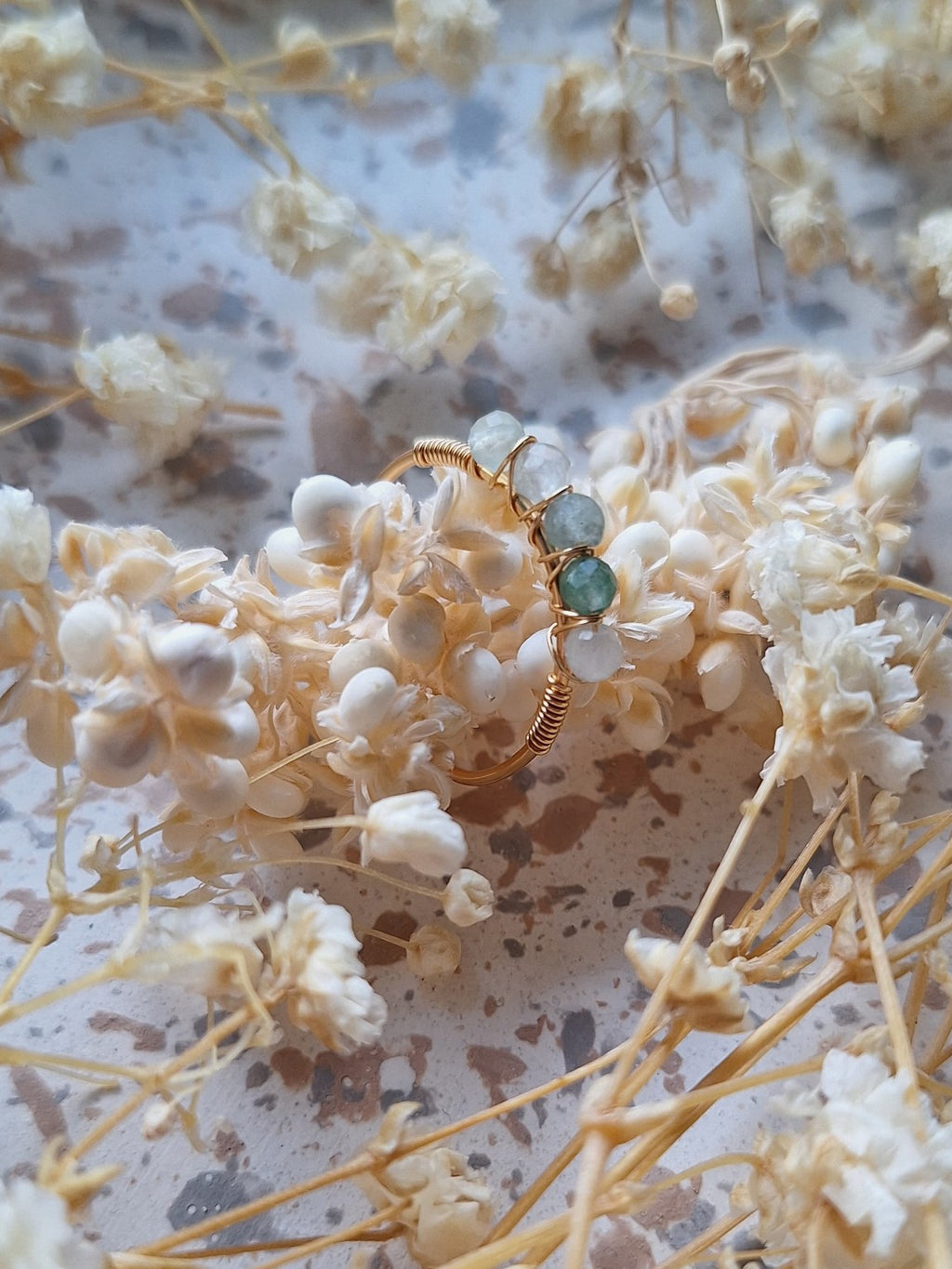 Bague avec perles en Aventurine verte - Chance Croissance Équilibre