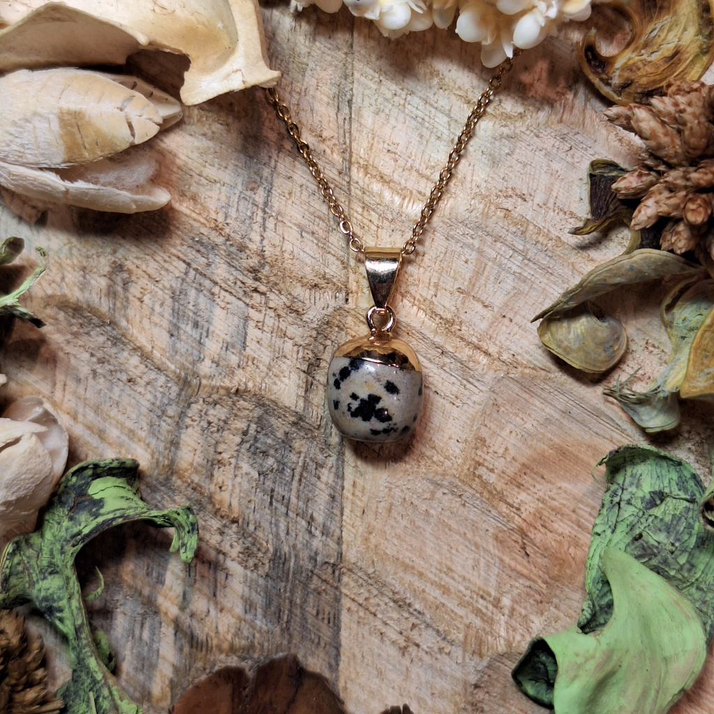 Collier pendentif en Jaspe Dalmatien