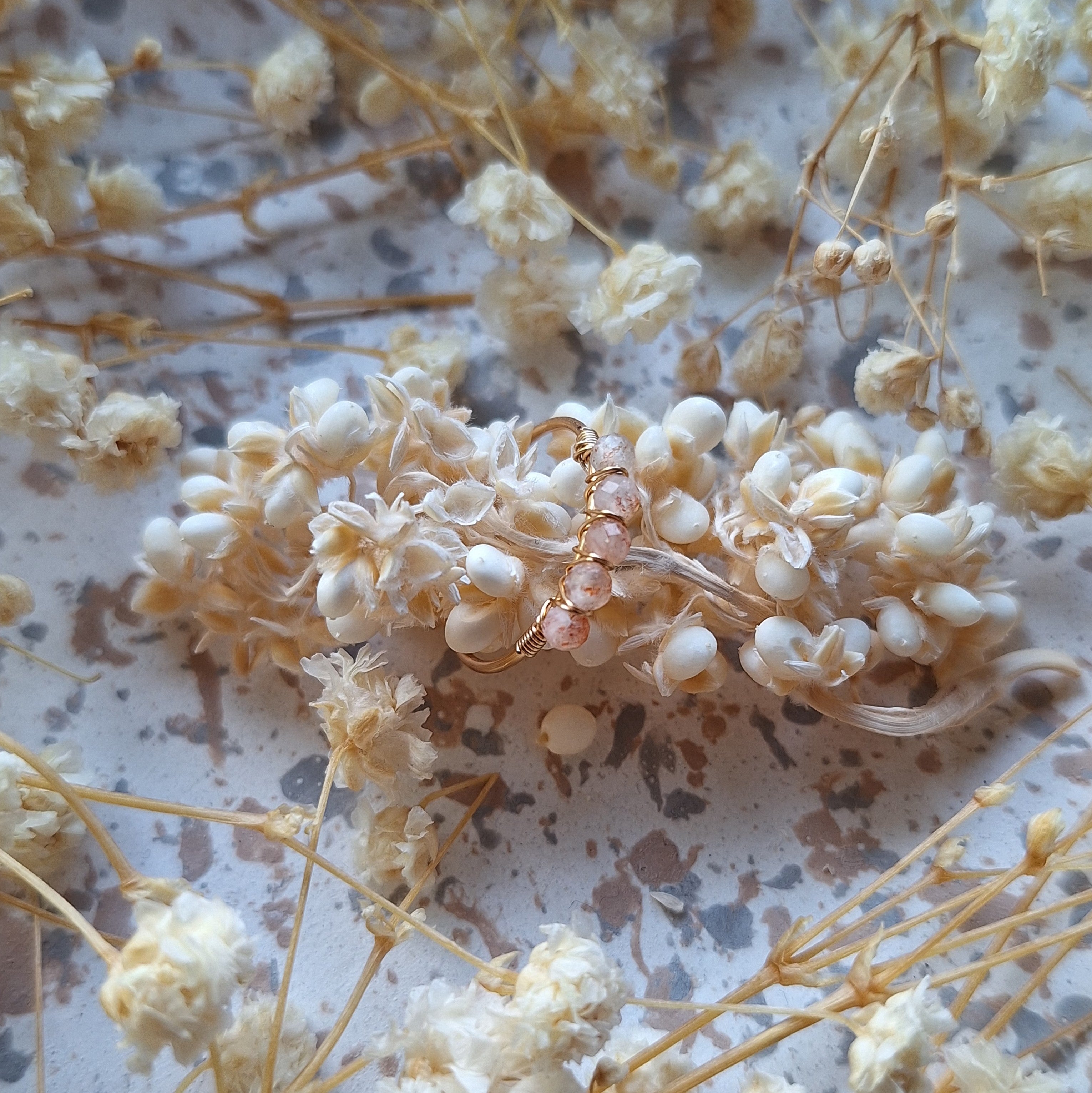 Bagues avec perles en Pierre du Soleil - Joie Vitalité Optimisme