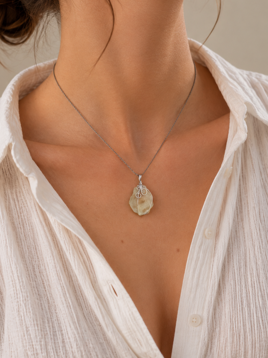 Collier pendentif en Verre Lybique