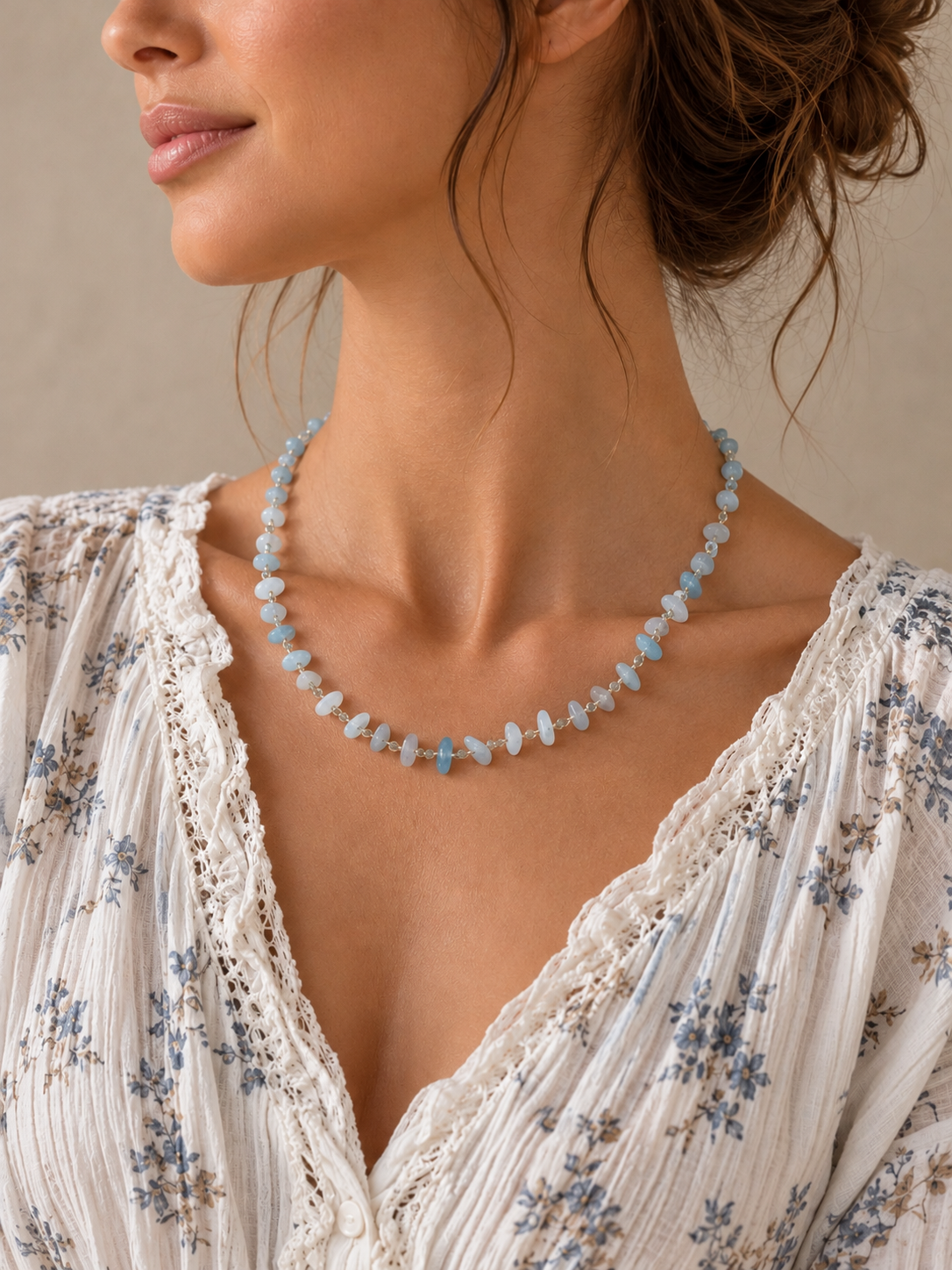 Collier en Aigue Marine - Sérénité Courage Communication