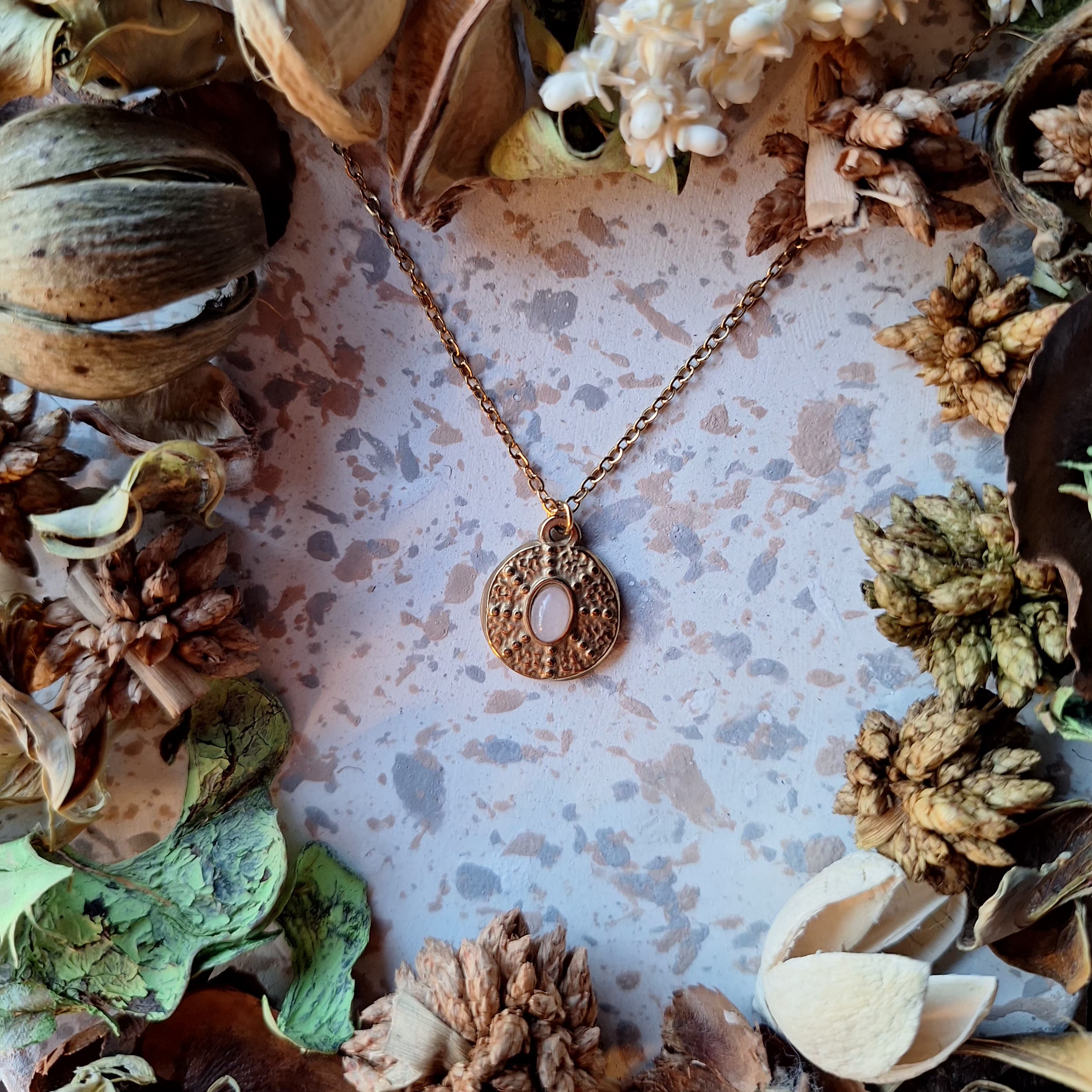Collier pendentif avec Quartz Rose