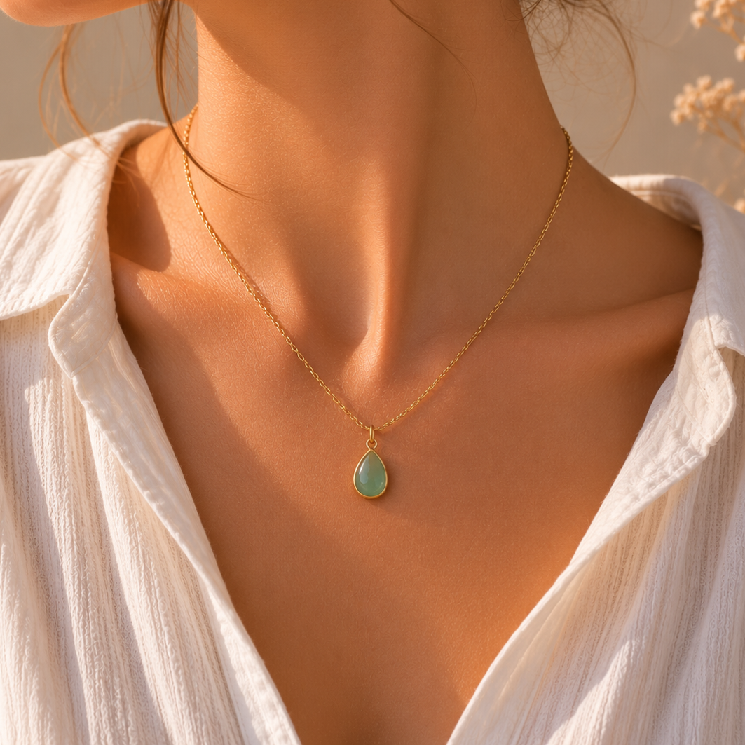 Collier pendentif en Aventurine - Chance Croissance Équilibre