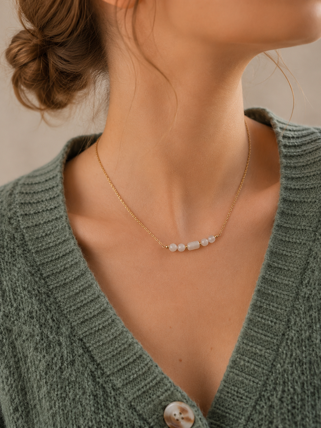 Collier avec perles en Pierre de Lune
