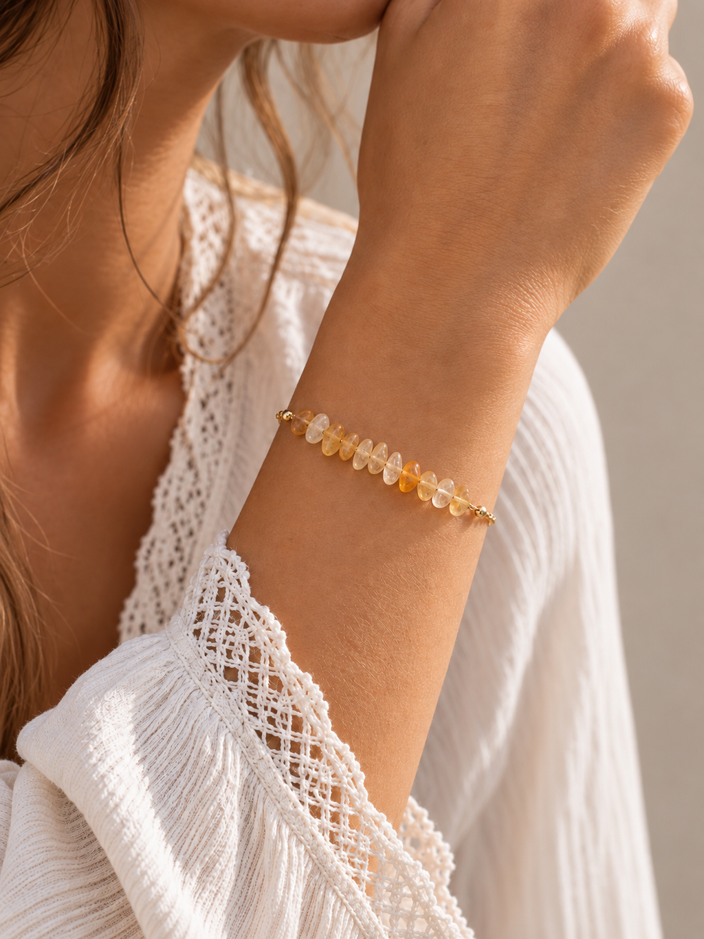 Bracelet avec perles de Citrine - Abondance Énergie Confiance