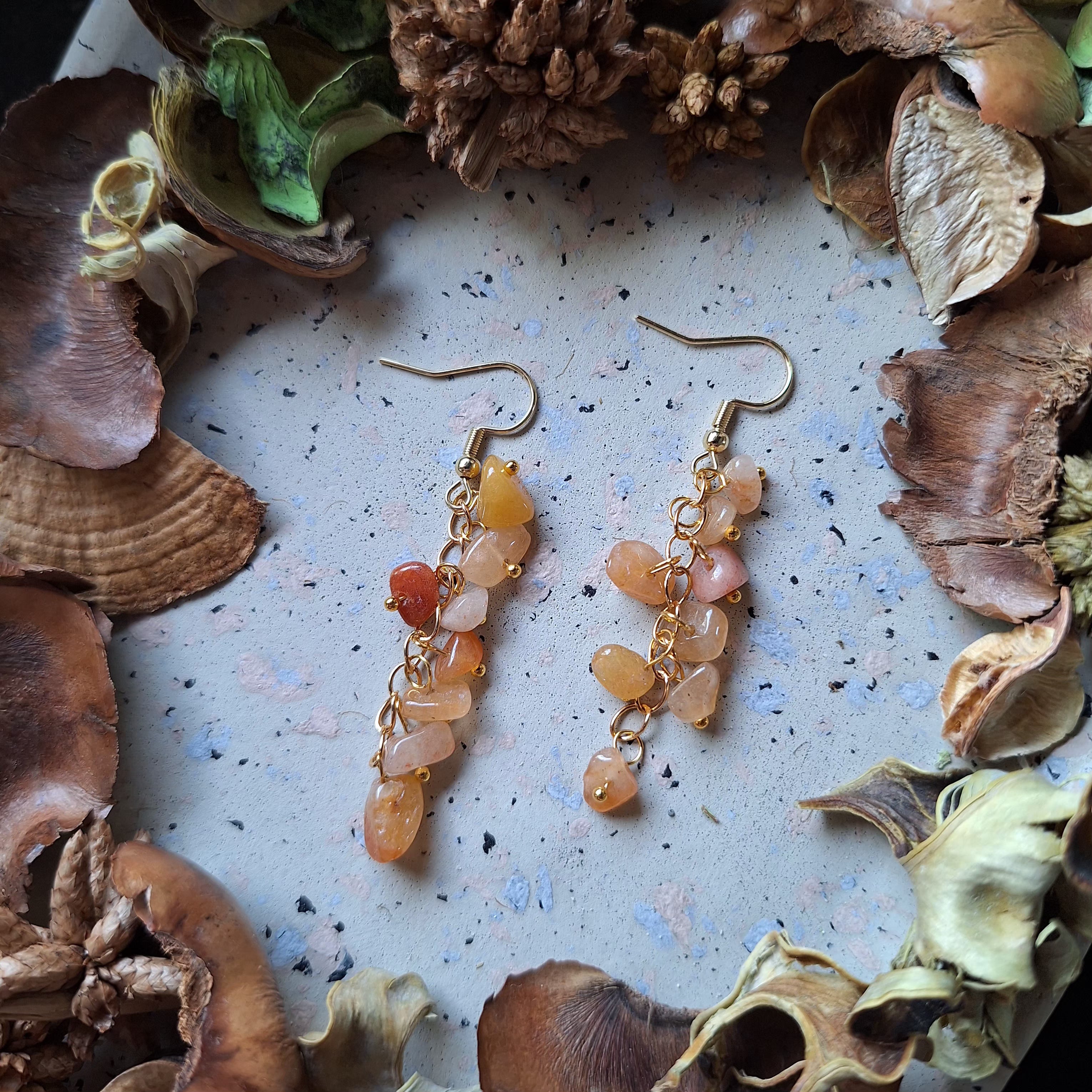 Boucles d'oreilles en Aventurine orange