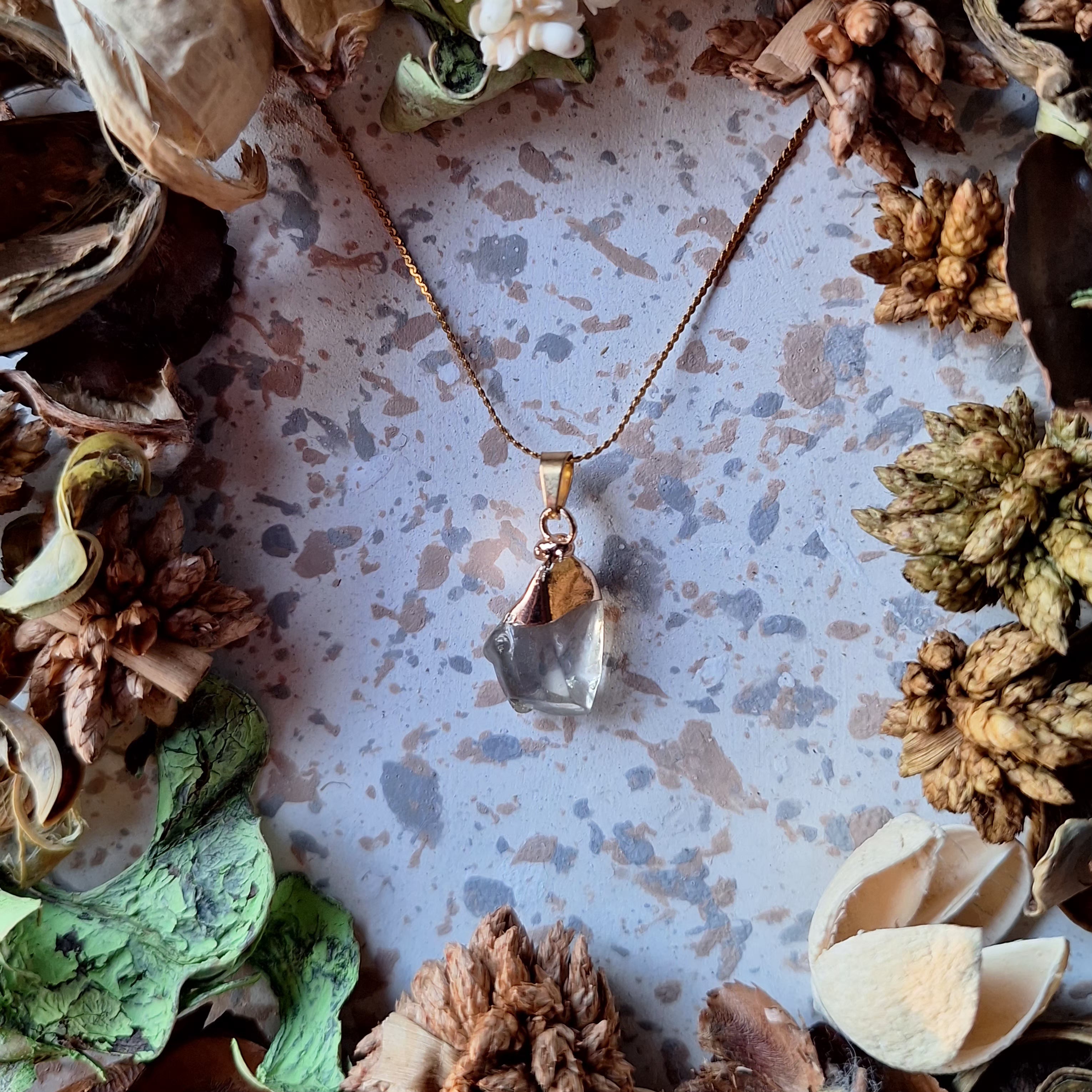 Collier pendentif en Quartz rose