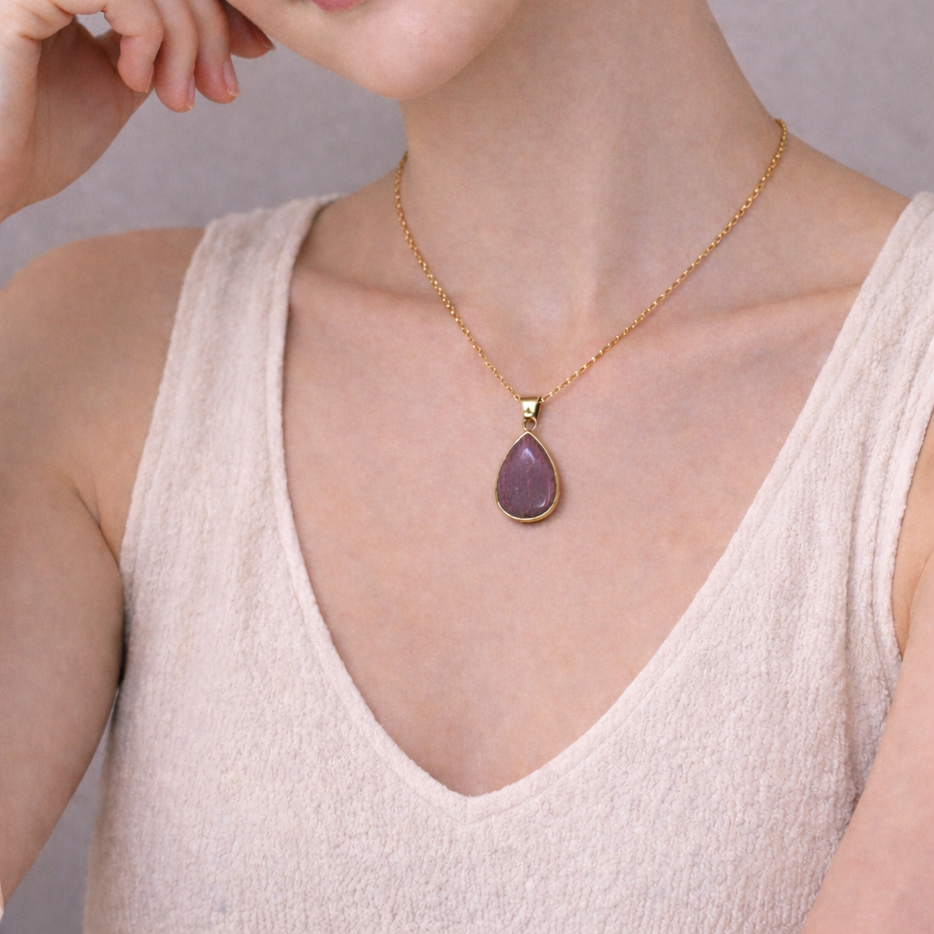 Collier pendentif en Rhodochrosite