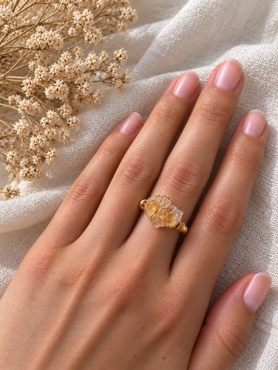 Bague en Citrine - Abondance Énergie Confiance