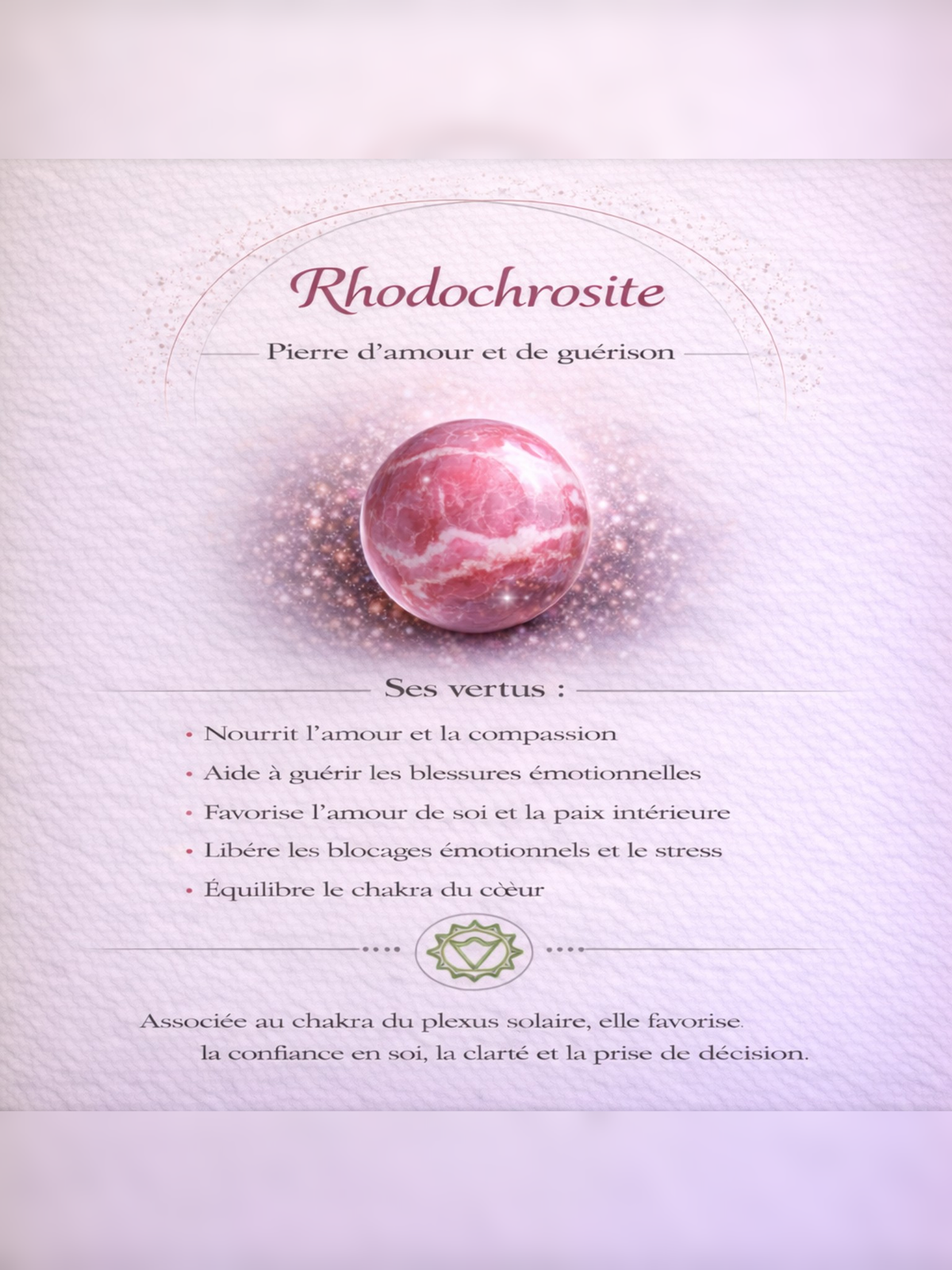 Collier pendentif en Rhodochrosite - Amour Compassion Guérison