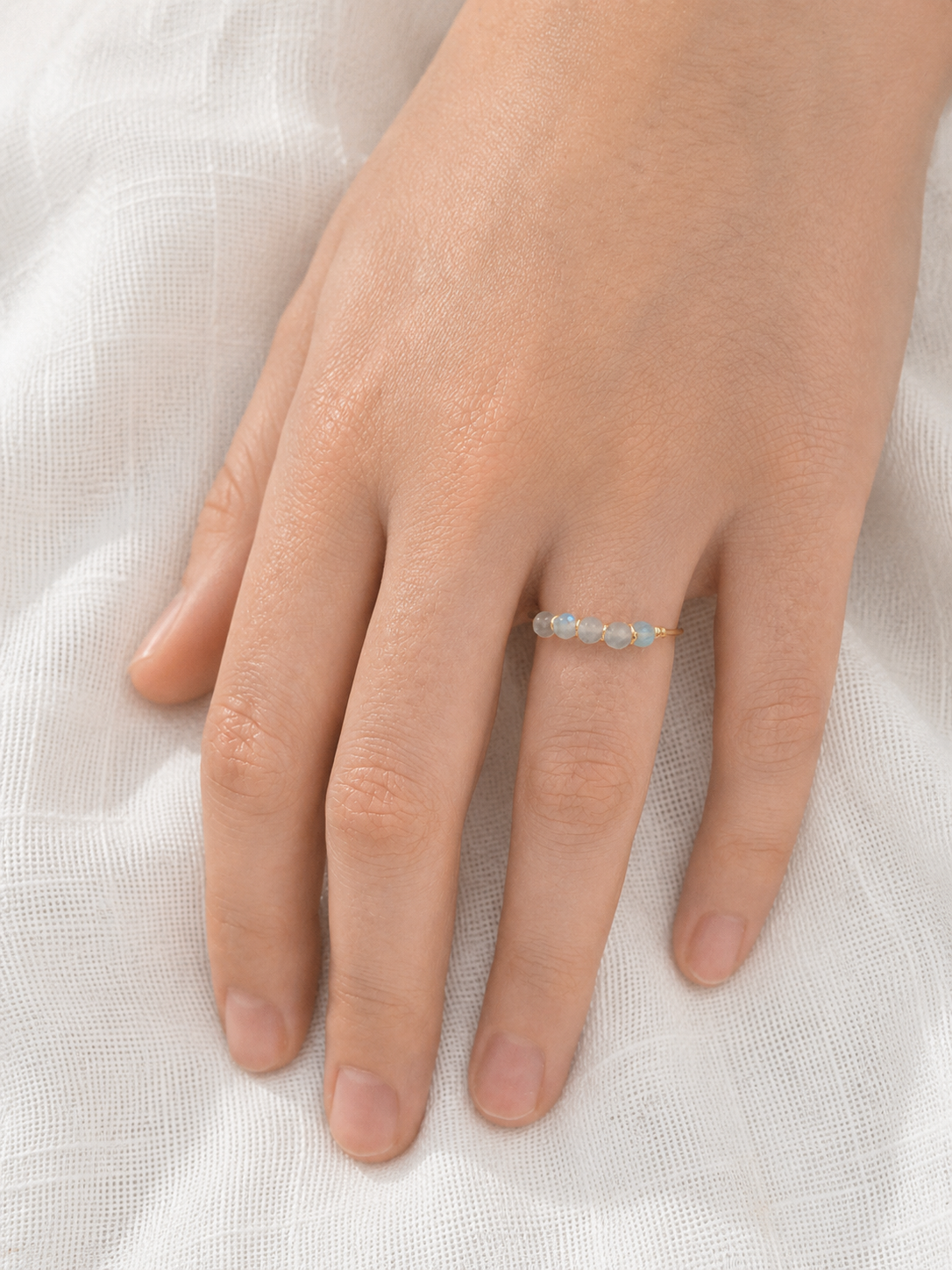 Bague avec perles d'Amazonite