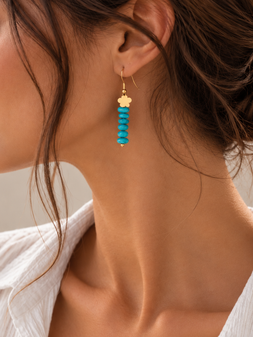 Boucles d'oreille en Turquoise - Protection Communication Équilibre