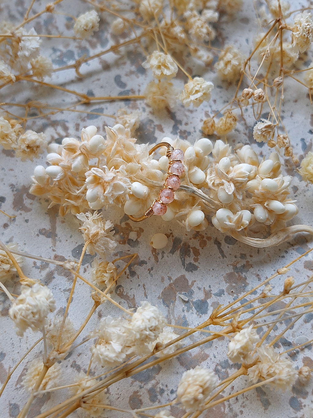 Bagues avec perles en Pierre du Soleil - Joie Vitalité Optimisme