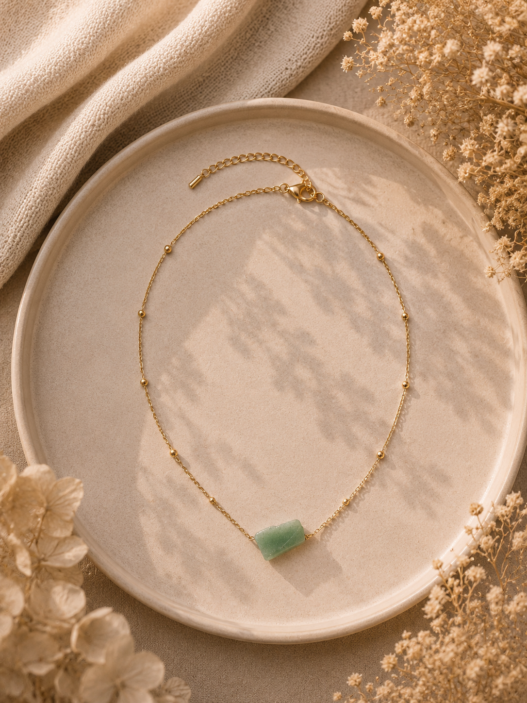 Collier avec pierre d'Aventurine - Chance Croissance Équilibre