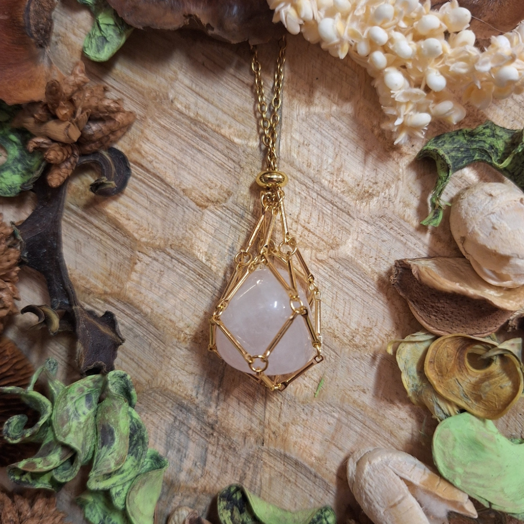 Collier avec pierre de Quartz rose