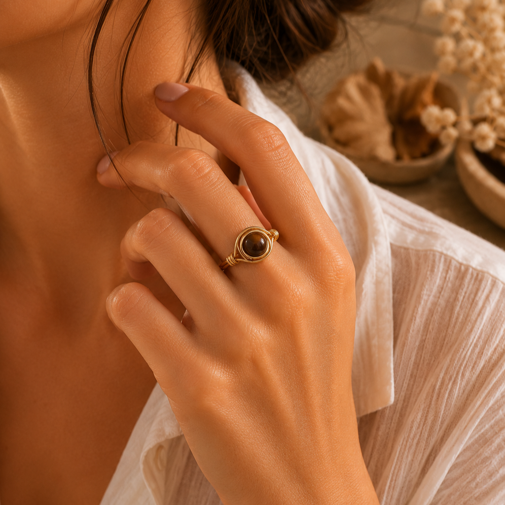 Bague avec Oeil de tigre - Protection Confiance Courage