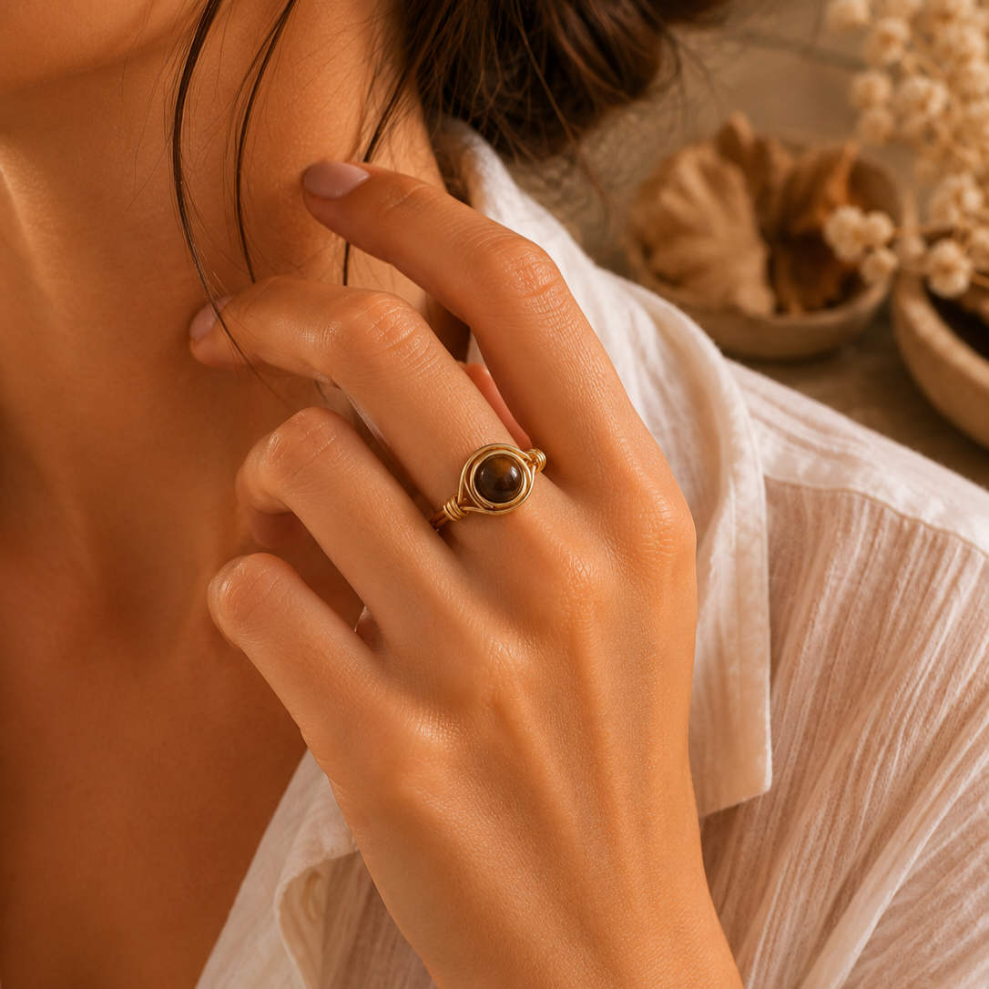 Bague avec Oeil de tigre - Protection Confiance Courage