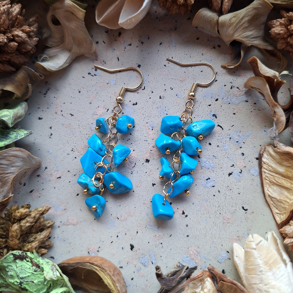 Boucles d'oreilles en Turquoise - Protection Communication Équilibre