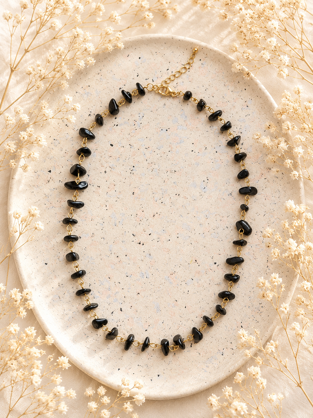 Collier avec perles en Onyx - Protection Maîtrise Stabilité