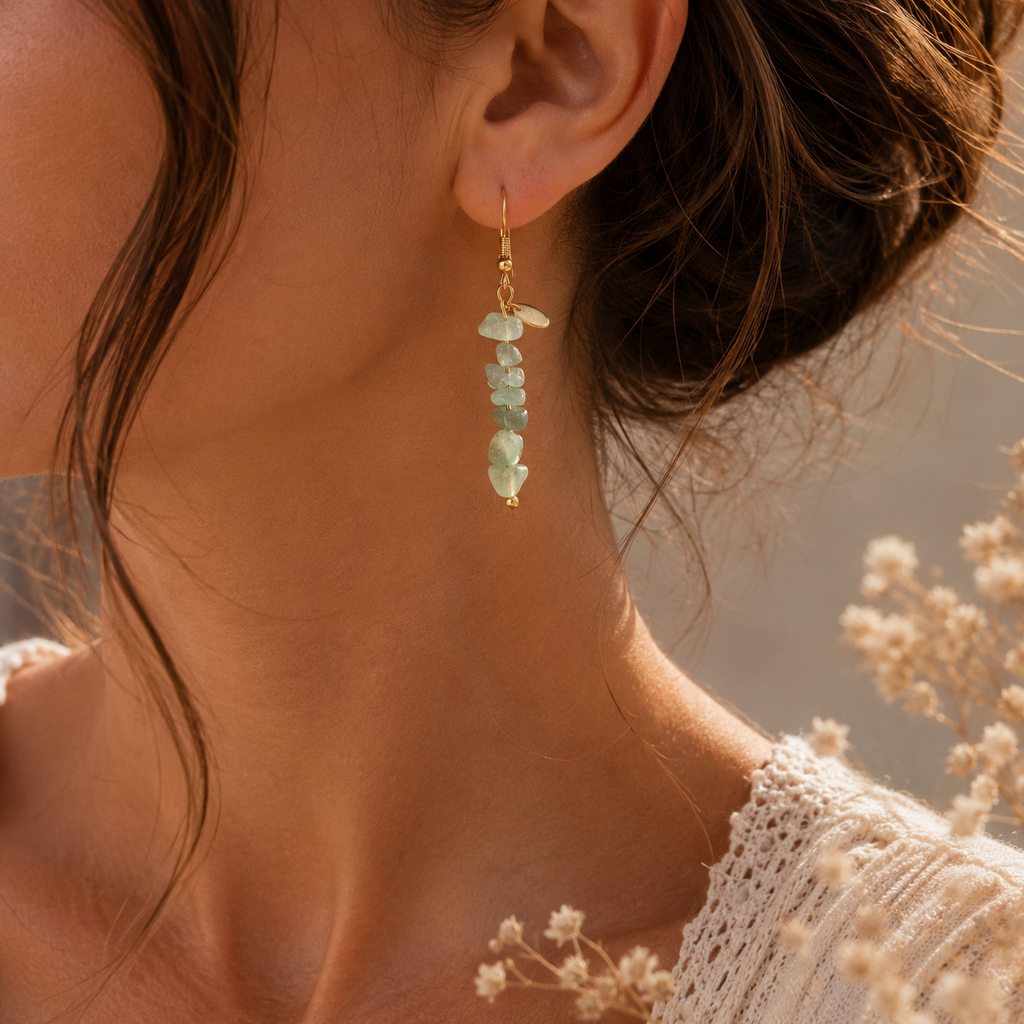 Boucles d'oreilles en Aventurine - Chance Croissance Équilibre