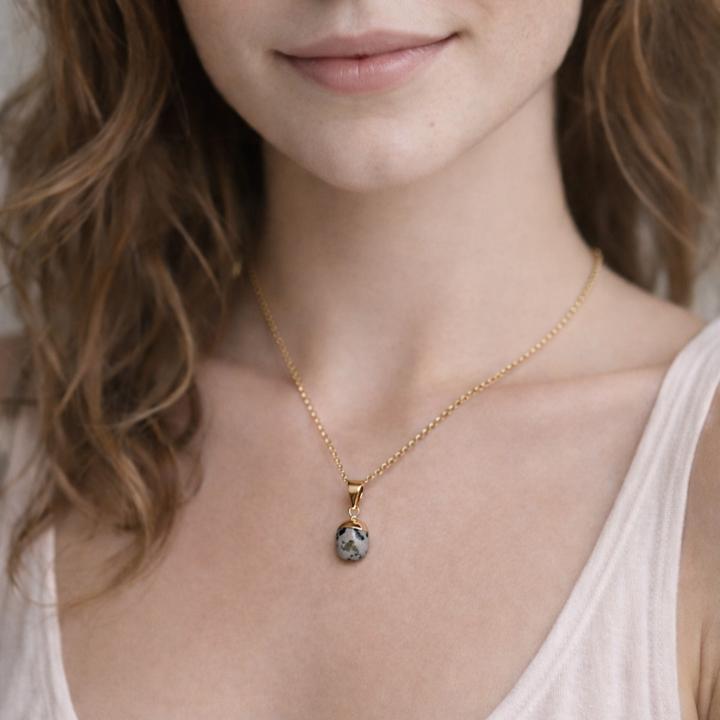 Collier pendentif en Jaspe Dalmatien