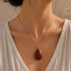 Collier avec pendentif en Jaspe Rouge - Force Courage Vitalité