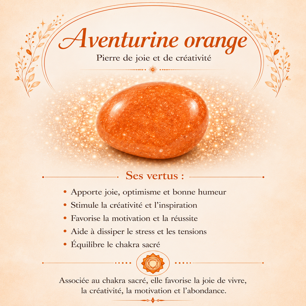 Collier à pétales et perles en Aventurine orange - Créativité Motivation Optimisme