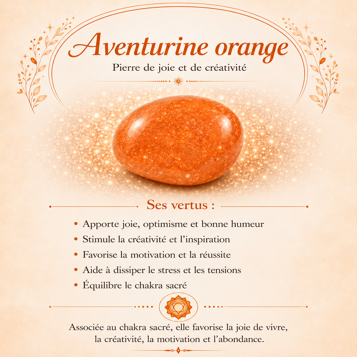Collier à pétales et perles en Aventurine orange - Créativité Motivation Optimisme